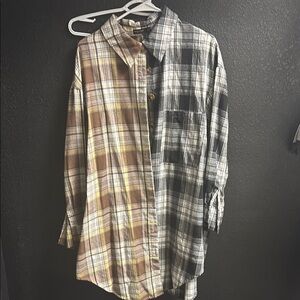 Black and Brown Casual Dress with Unique Split Design